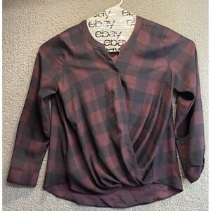 LOFT Ann Taylor Shirt Womens Large  Plaid‎ Long Sleeve Casual